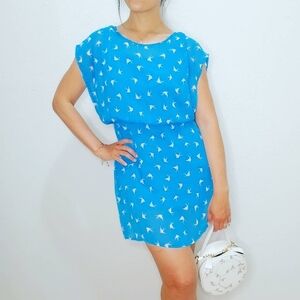 Bird print sheath dress